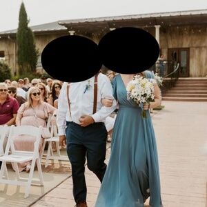 Steel blue bridesmaids dress